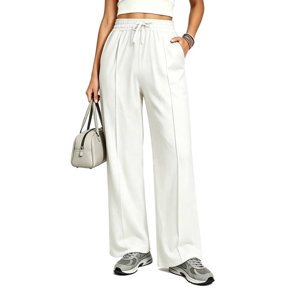 REDESS Sweatpants for Women Wide Leg Casual Baggy Black Sweatpants Drawstring Workout Pants with Pockets,S-XXL