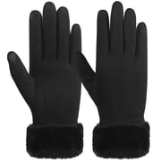 REDESS Womens Winter Gloves, Fleece Lined Touchscreen Windproof Gloves with Faux Fur Cuff