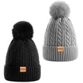 thumbnail image 1 of REDESS Womens Winter Hat, Fleece Lined Cable Knit Beanie Hat for Women 2 Pack, 1 of 5