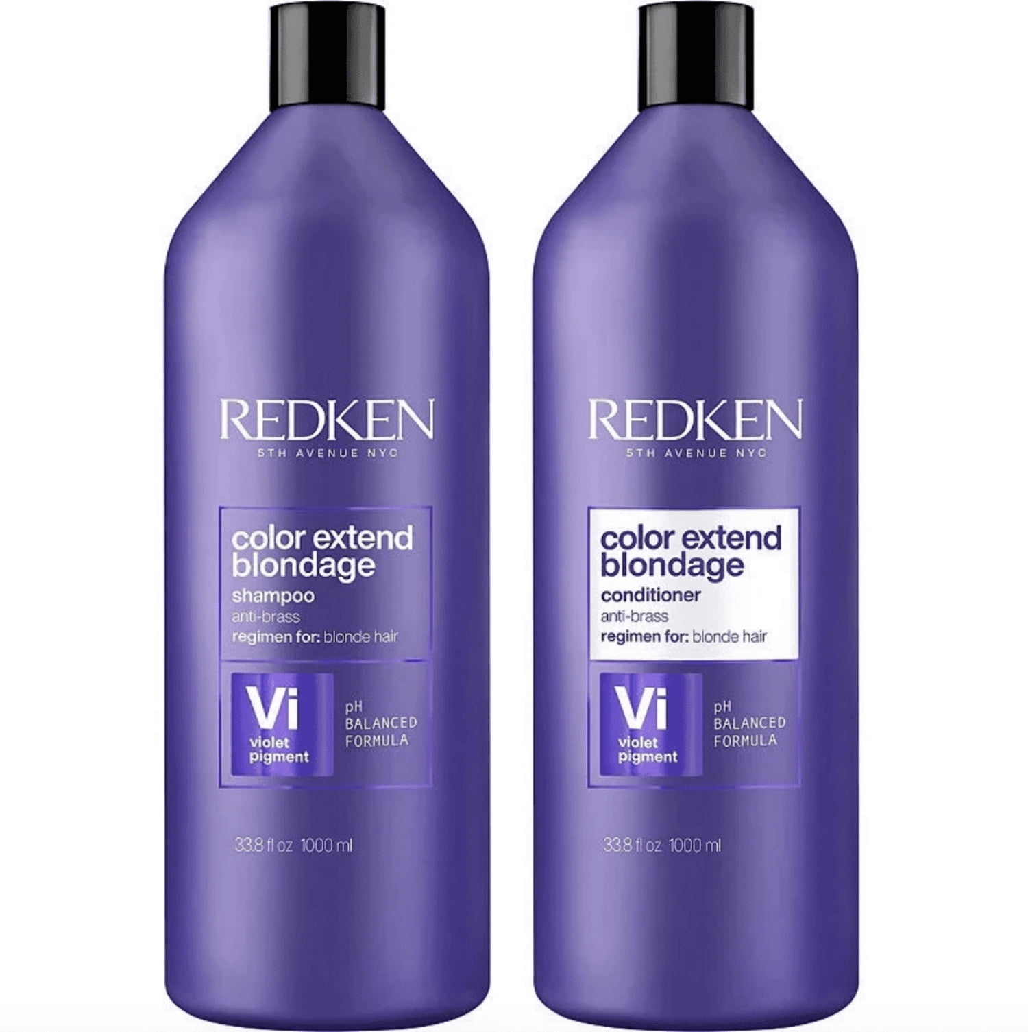 REDKEN BLONDAGE PURPLE SHAMPOO & CONDITIONER LITER SET 33OZ EACH