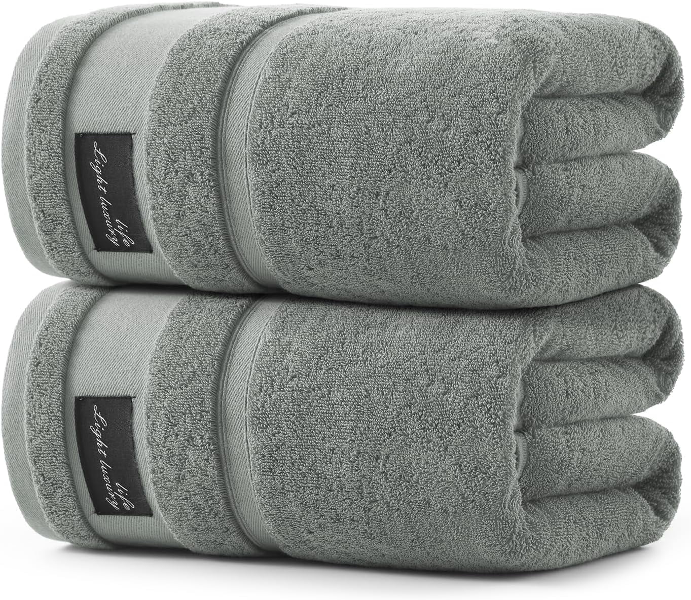 REDKISS 100% Cotton Bath Towels Set 2 Pack, 31x63 760GSM Luxury Gray Towels. Shower Towels for Bathroom, Hotel Quality Toallas Para Baño.