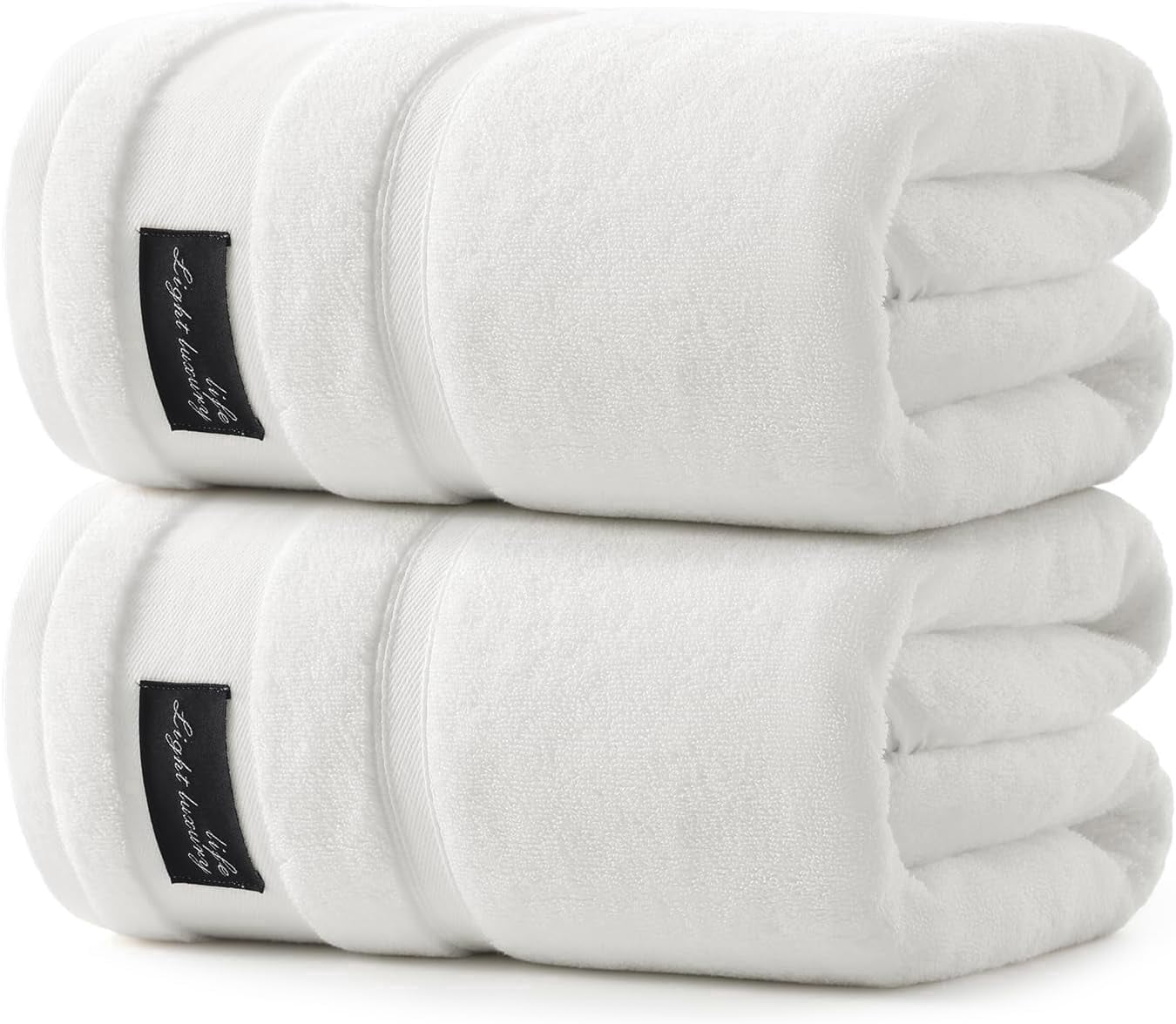 REDKISS 100% Cotton Bath Towels Set 2 Pack, 31x63 760GSM Luxury White Towels. Shower Towels for Bathroom, Hotel Quality Toallas Para Baño.