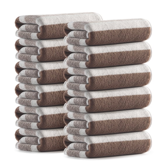 REDKISS 12-Pack Coffee Microfiber Hand Towels Set, Quick Dry  Striped Towels