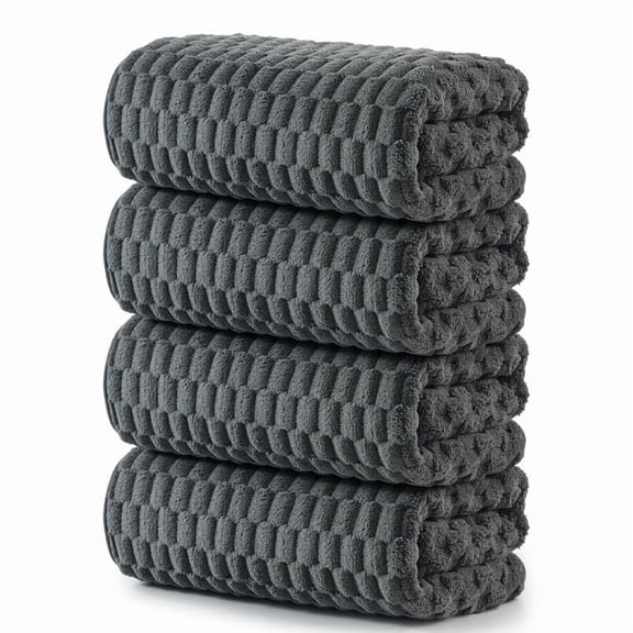REDKISS 4-Pack Microfiber Bath Towels, 27x54 Quick Dry Super Absorbent Bath Towel for Bathroom, Black