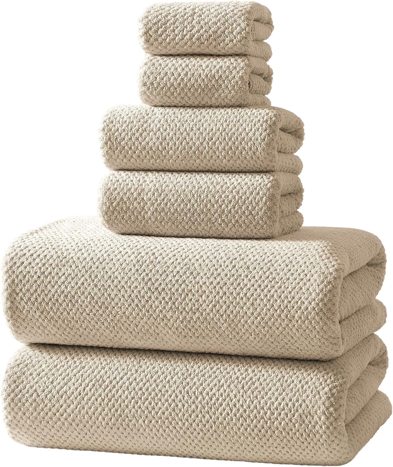 6 Piece Bath Towel Set, Includes 2 Bath Towels, 2 Washcloths, 2