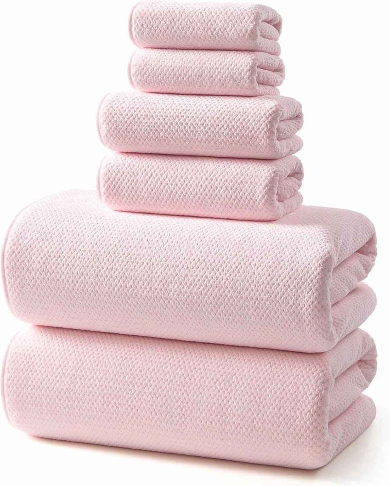 REDKISS 6-Piece Pink Microfiber Towel Set, Extra Large Quick Dry ...