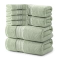 thumbnail image 1 of REDKISS 8-Piece 100% Cotton Bath Towel Set, 600GSM Luxury Green Bath Towels, Quick Dry Hand Towels & Washcloths, Green, 1 of 8