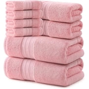 REDKISS 8-Piece 100% Cotton Towel Set, 600GSM Luxury Pink Bath Towels. Quick Dry Hand Towels & Washcloths