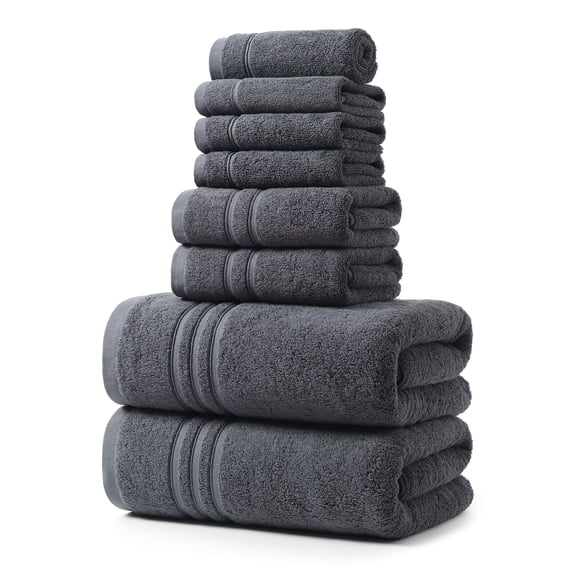 REDKISS Bath Towel Sets 8-Piece 100% Cotton 27x54 500GSM Combed Cotton Thick Absorbent for Bathroom.