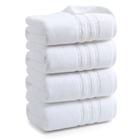 REDKISS Bath Towels 4-Pack 100% Cotton 27x54 550GSM Ultra Soft Absorbent , White