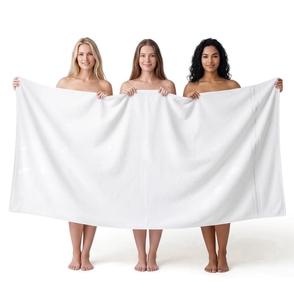REDKISS Jumbo Bath Sheet 1-Pack 100% Cotton 40x80 600GSM Ultra Absorbent for Spa Pool Resort,White