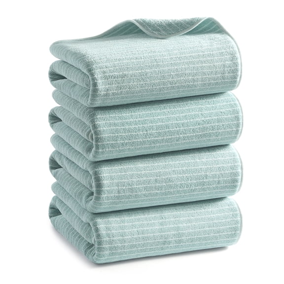 REDKISS Oversized Beach Sheets 4-Pack 100% Microfiber 35x70 Fine Striped Quick Dry for Beach RV Travel Pool Yoga,Green