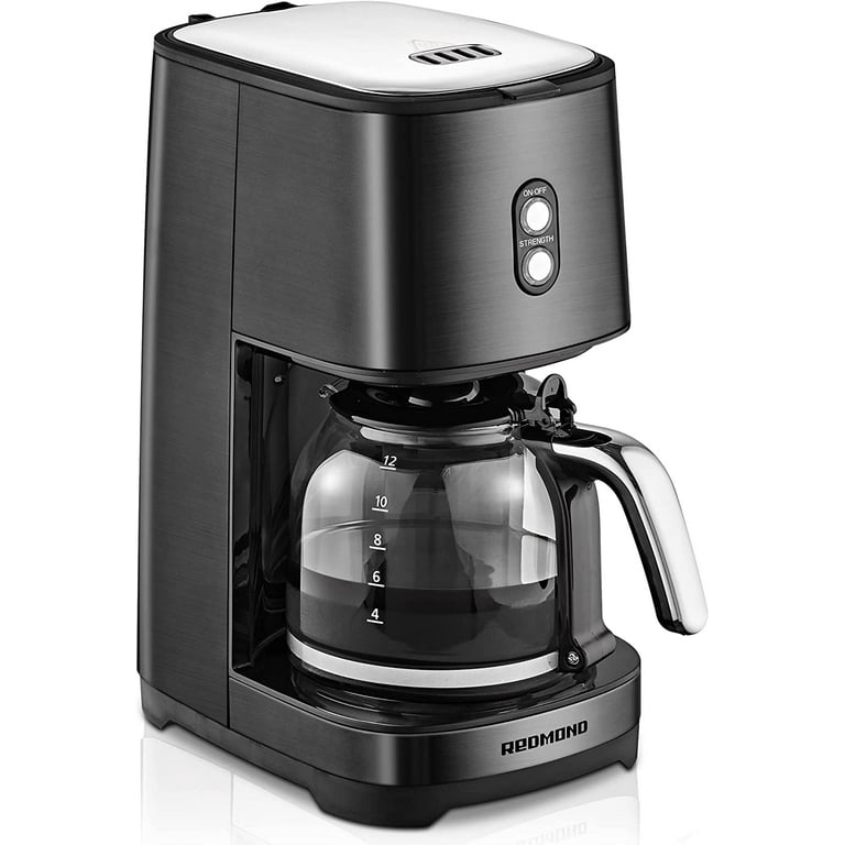 REDMOND 12 Cup Coffee Maker Drip Coffee Machine with Reusable Filter Brew  Strength Control 2 Hours Keep Warm Function Anti-Drip System - Black 