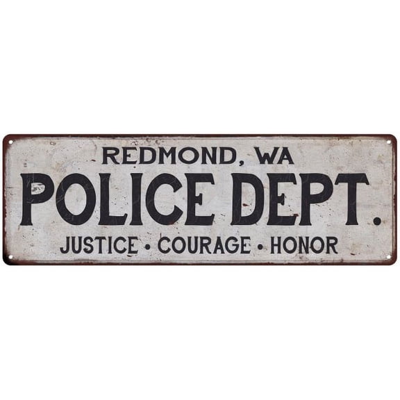 REDMOND, WA POLICE DEPT. Home Decor Metal Sign Gift 8x24 108240012595