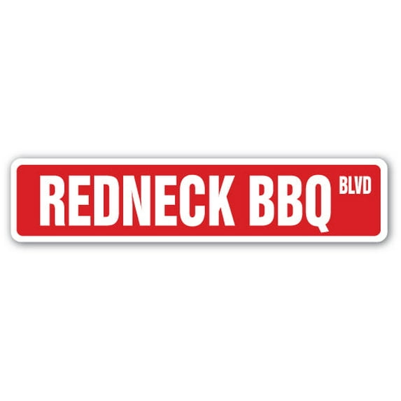 REDNECK BBQ Street Sign pulled pork brisket ribs bar-b-que | Indoor/Outdoor | 30" Wide