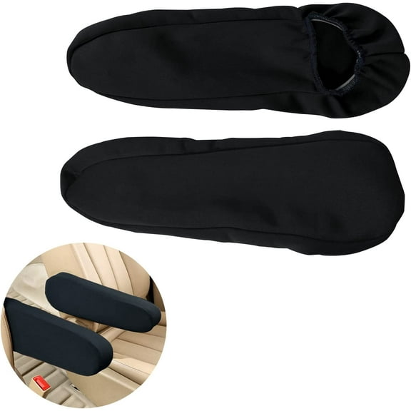 REDODECO Universal Fit Automotive Black Cloth Fabric Armrest Covers for Cars,Trucks, SUVs, and Vans,Set of 2, Armrest Slipcover, Armrest Sleeve, Armrest Protector - 1 Pair