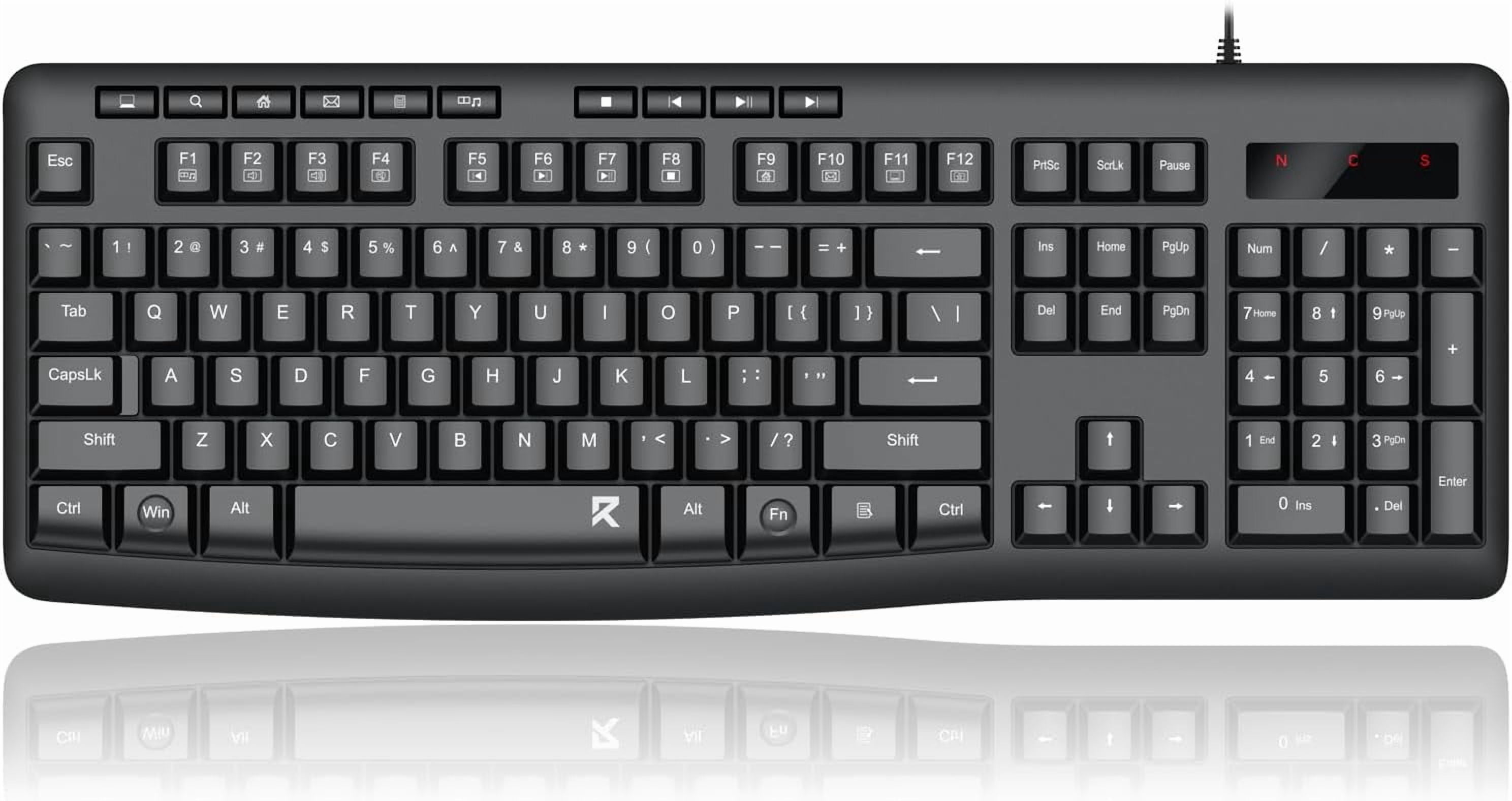 REDRAGON Keyboard Wired USB Full Size 114 Keys with Numeric Keypad Multimedia Shortcuts,Wired Computer Keyboard,Quiet Silent Keystroke for Home Office, Work or Personal Computer