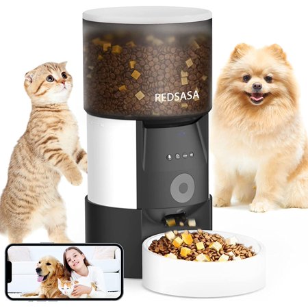 REDSASA 3L Automatic Pet Feeder with Camera, Automatic Cat/Dog Dispenser with 2-Way Audio, 1080P HD with Night Vision, WiFi