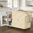 thumbnail image 1 of OMCHOM 51.2" Kitchen Island with Folding Drop Leaf,Rolling Cart Table with Storage and Towel Rack,Champagne, 1 of 10