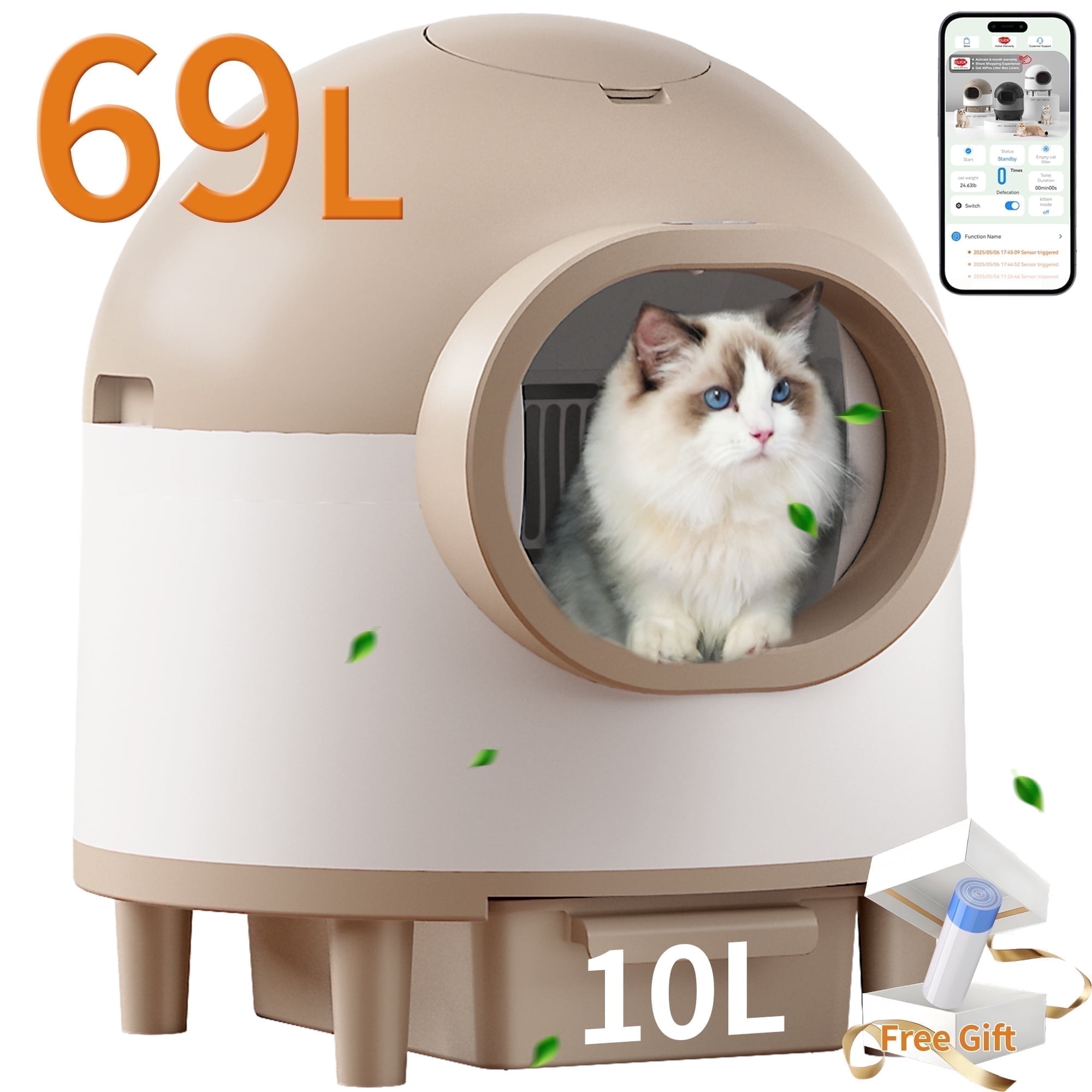 Walmart exclusive discounts  REDSASA Automatic Cat Litter Box, Self Cleaning, App Control, Safety Protection, Gray