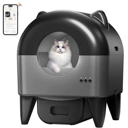 REDSASA Self-Cleaning Cat Litter Box, Litter Box,Smart Automatic Litter Box, Large Litter Box , 100L Large Capacity APP Control/Integrated Safety Protection Gray