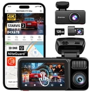 REDTIGER 3 Channel Dash Cam 4K, Front 4K + 2.5K Cabin + 1080P Rear, STARVIS 2 Night Color, 5GHz WiFi 6, GPS, Touch Screen, Voice Control, Parking Mode, 128GB Card Included