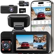 REDTIGER 4K 3 Channel Dash Cam Front and Rear, Dash Camera with 5G WiFi, Front Inside and Rear Triple Car Camera with 64GB Card, GPS, IR Night Vision, 24H Parking Mode, G Sensor deal from Walmart