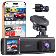 REDTIGER 4K Dual Dash Cam, STARVIS 2 IMX678, 8MP, 5GHz WiFi 6, ADAS, Voice Control, GPS Support, 3.69 Touchscreen, Parking Mode, Loop Recording No SD Card