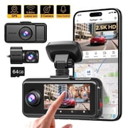 REDTIGER A6 3 Channel Dash Cam, Touch Screen, 2.5K+1080P+1080P Dash Cam Front and Rear Inside, 64GB Card, Triple Dash Camera with WiFi &amp; GPS, Loop Recording, Night Vision