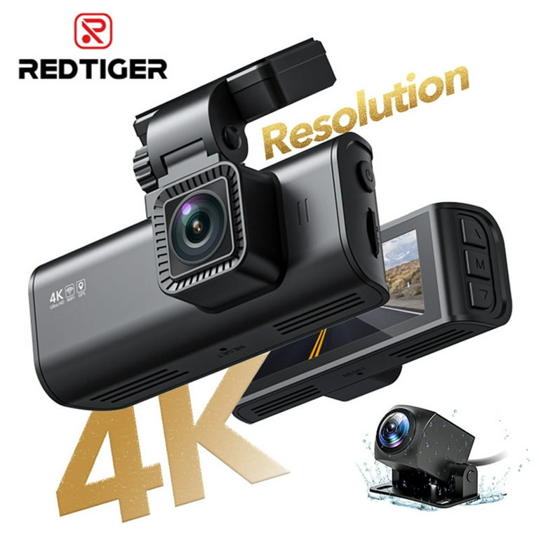 REDTIGER Dash Cam Front and Rear, 4K Dash Cam with WiFi & GPS, 4K/2.5K  Front+1080P Rear Dash Camera with Night Vision, LCD Screen Display, Loop
