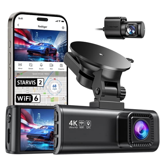 REDTIGER 4K STARVIS 2 Dash Cam for Cars with WiFi GPS, 2.5K Car Camera, Night Vision, 3.18 IPS Screen, Loop Recording, Parking Mode (SD Card Not Included)