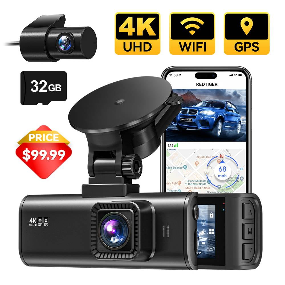 REDTIGER Dash Cam Front and Rear, 4K/2.5K Full HD Dash Camera with Night Vision, G-Sensor, Parking Mode, Vehicle, Free 32GB Card REDTIGER Dash Cam Front and Rear, 4K/2.5K Full HD Dash Camera with Night Vision, G-Sensor, Parking Mode, Vehicle, Free 32GB Card