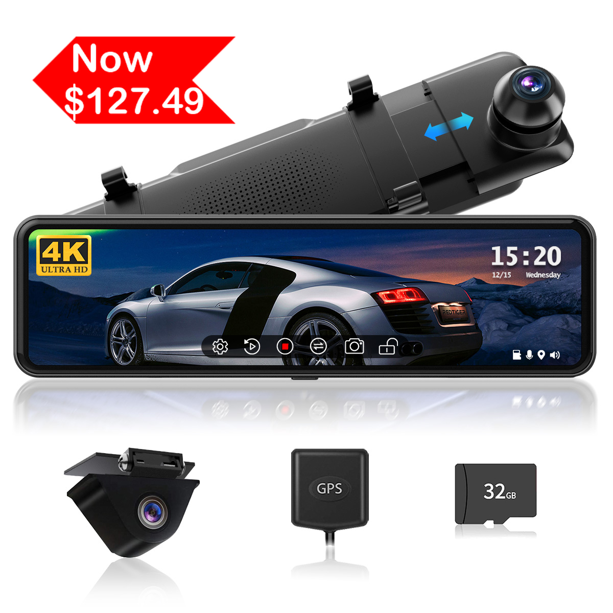 REDTIGER Rear View Mirror Dashcam, 4K UHD Front and 1080P Rear 11