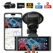 REDTIGER Touch Screen Dash Cam, 4K Dash Cam Front and Rear with Wifi GPS, DashCam with Super Night Vision, WDR, USB C Port, Free 64GB Card
