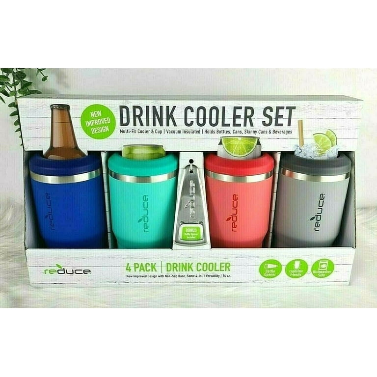 Reduce 14oz 2-pack Beverage and Drink Cooler, Vacuum Insulated Stainless  Steel, Can insulator, Coozie for Beer, Soda. Seltzer. On-the-Go Can  Coolers.