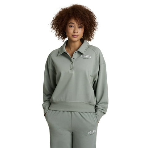 Reebok Women's and Women's Plus All Seasons Oversize Polo Sweatshirt, Sizes XS-4X