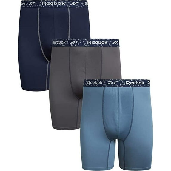 REEBOK MEN'S BIG & TALL X3 - 231 P35 GREY BLUE 4XL - BOXER BRIEF UNDERWEAR
