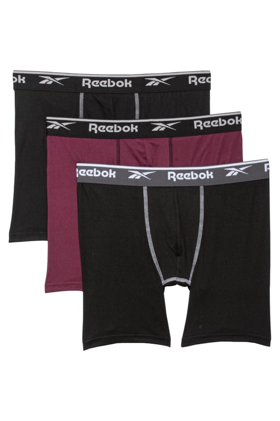 MEN'S PACK 3 - 221 P14 BURGUNDY BLACK - LARGE - UNDERWEAR X4 BOXER BRIEF
