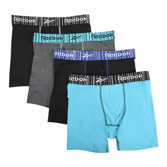 REEBOK MEN'S PACK 4 - 211 P48 UPC AQUA - LARGE - UNDERWEAR X4 BOXER BRIEF