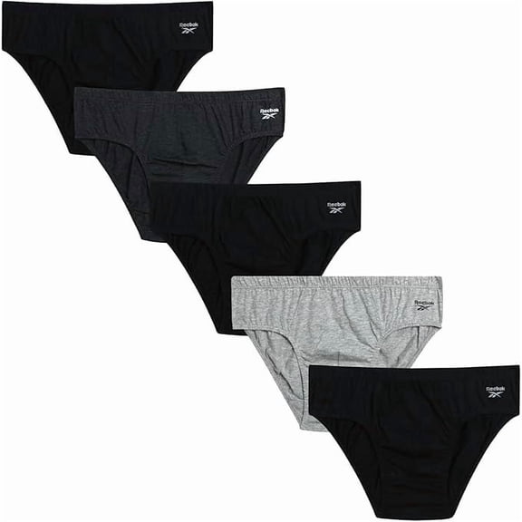 REEBOK MEN'S PACK 5 - 253 GRAY XLARGE - P79 UNDERWEAR X5 LOW RISE BRIEFS