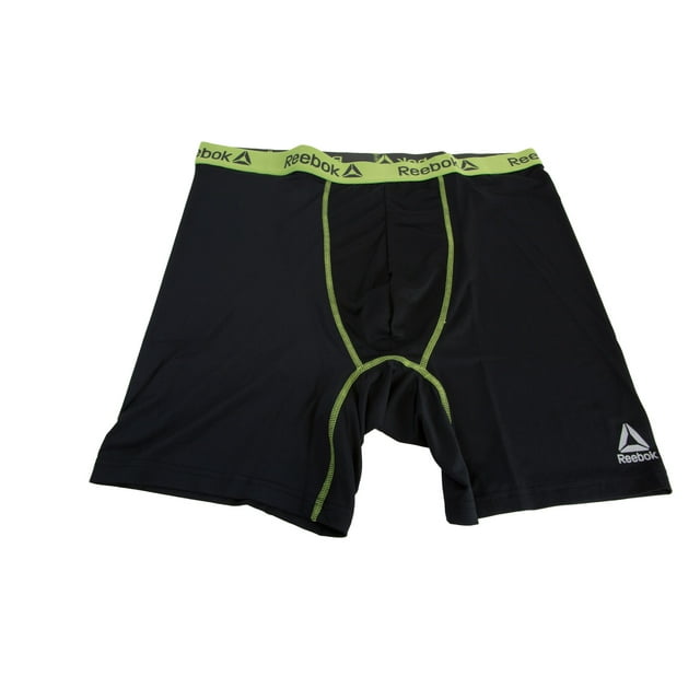 REEBOK Men's Performance Boxer Briefs, Black/Lime, 2X