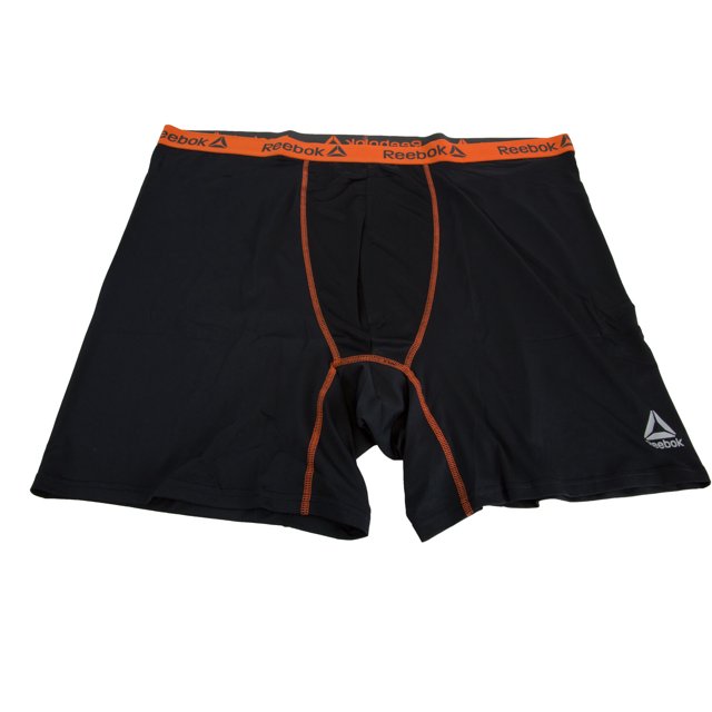 REEBOK Men's Performance Boxer Briefs, Black/Orange, 4X