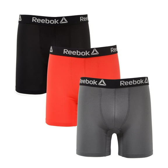 REEBOK Men's Red/Black 3 Pack Boxer Briefs, Red/Black