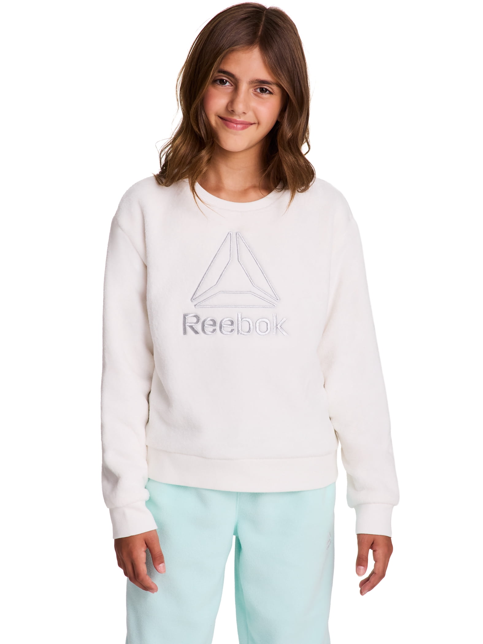 Reebok Girl’s Athletic Luxe Plush Crewneck Sweatshirt, Sizes 4–18