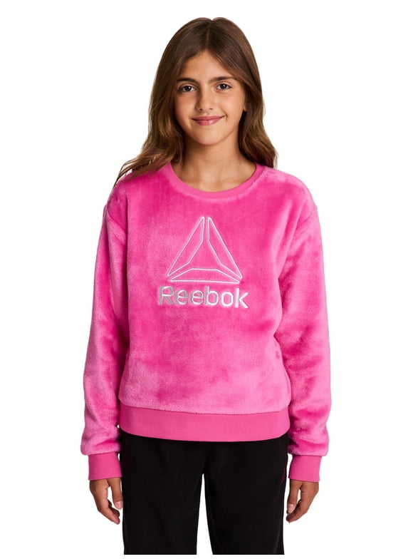 Girl’s Athletic Luxe Plush Crewneck Sweatshirt, Sizes 4–18