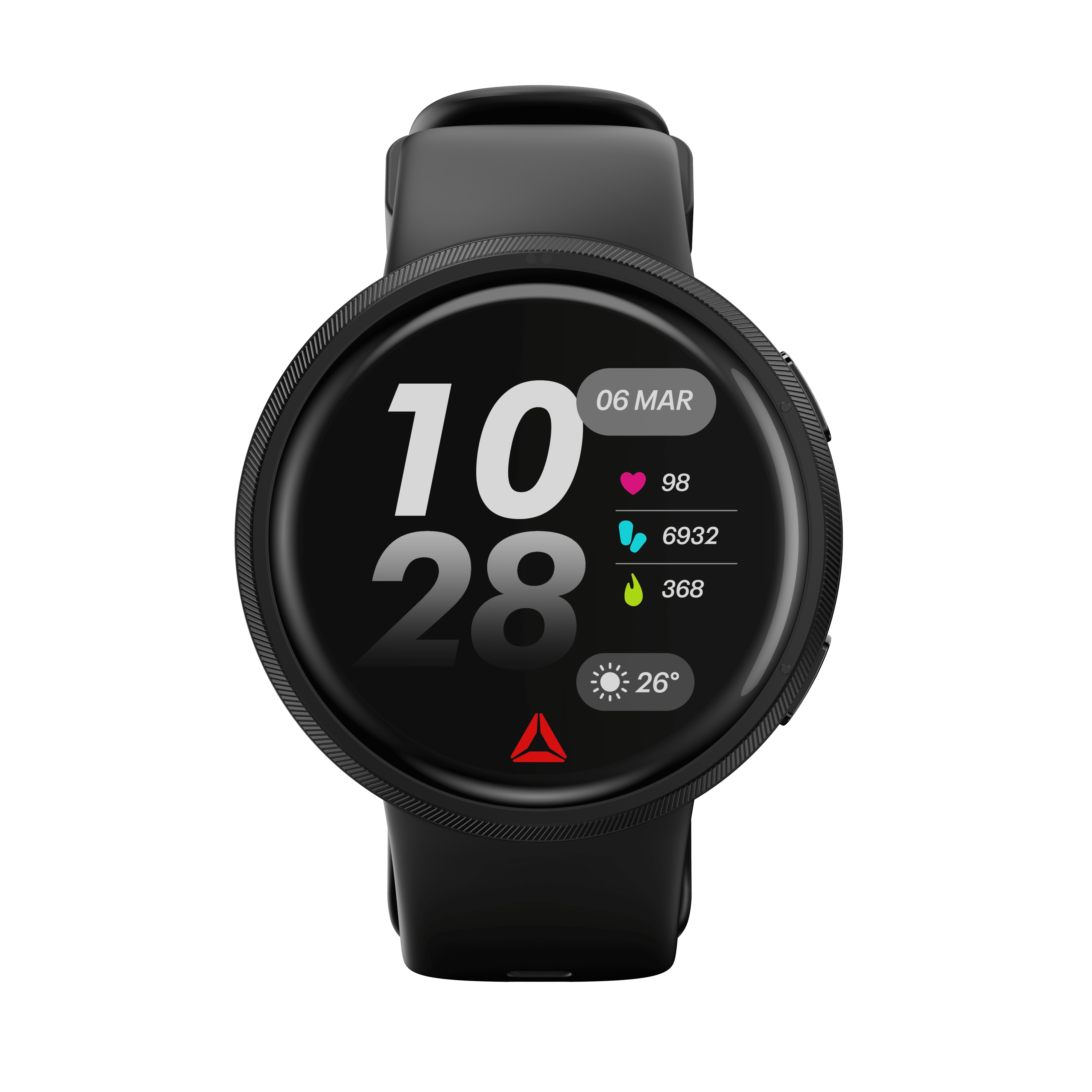 Reebok Rush Smartwatch Scratch-Resistant Black Plastic Case with Midnight Black Watch Band, 1 Pack