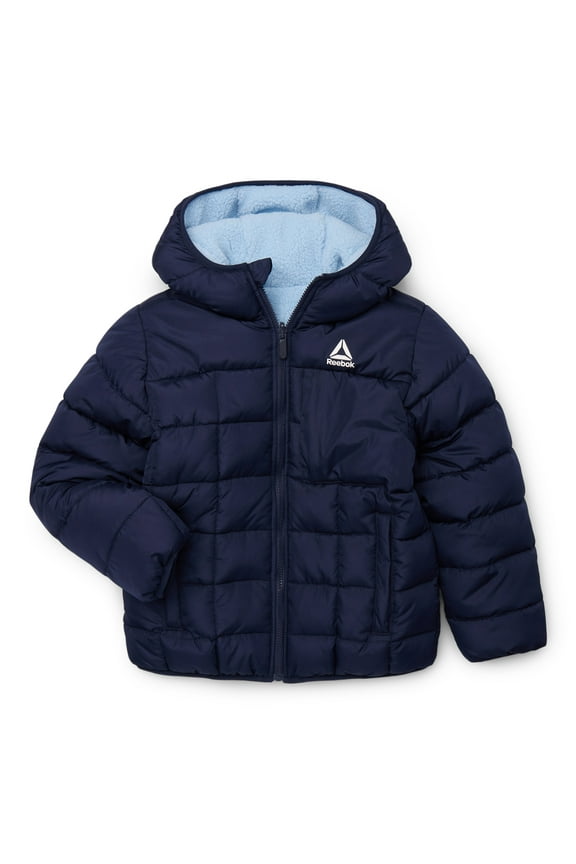 Boys Reversible Quilted Puffer Hooded Jacket, Sizes S-2XL