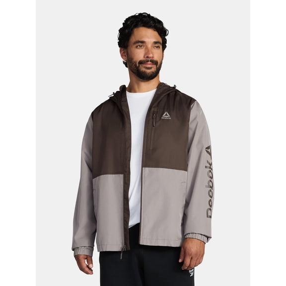 Reebok Men and Big Men's Jersey Lined Windbreaker Jacket with Hood, Lightweight, Sizes S-3XL