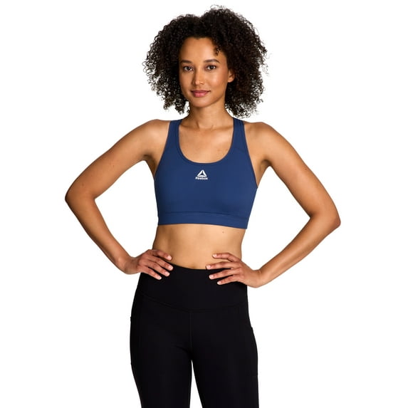 Reebok Women's and Women's Plus Medium Impact Stronger Sports Bra with Mesh Panel and Removable Cups, Sizes XS-4X
