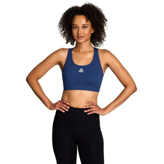 Reebok Women's and Women's Plus Medium Impact Stronger Sports Bra with Mesh Panel and Removable Cups, Sizes XS-4X